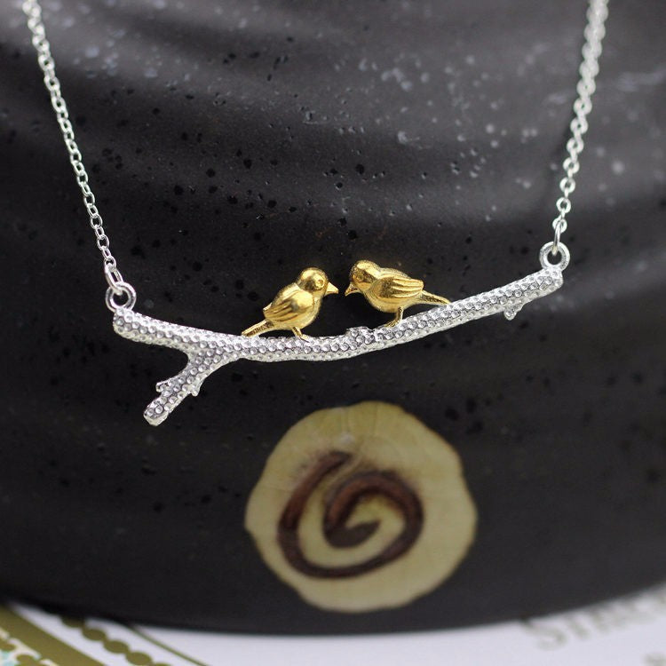925 Sterling Silver Two Birds Necklaces