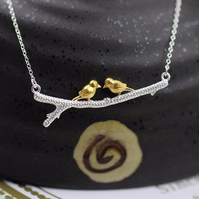 925 Sterling Silver Two Birds Necklaces