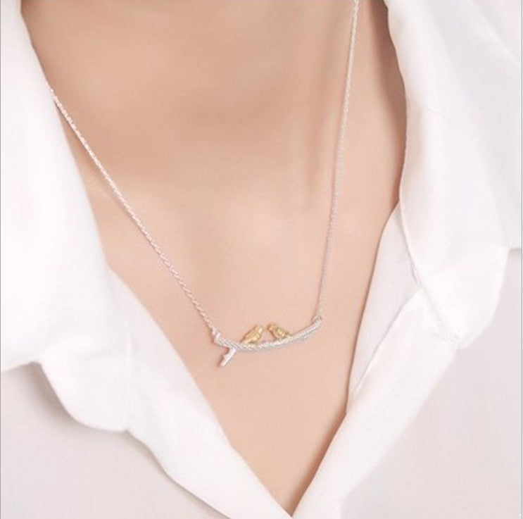 925 Sterling Silver Two Birds Necklaces