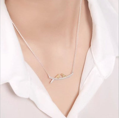 925 Sterling Silver Two Birds Necklaces