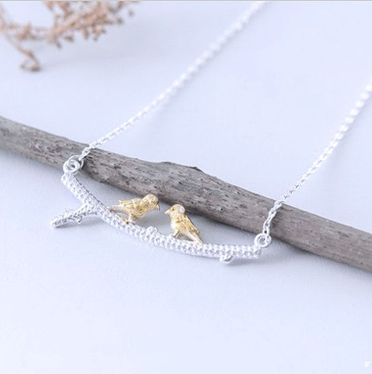 925 Sterling Silver Two Birds Necklaces