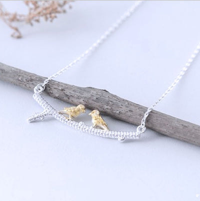 925 Sterling Silver Two Birds Necklaces