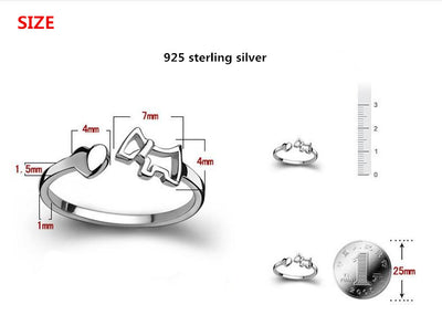 Zircon Opening Adjustable S925 Sterling Silver Ring