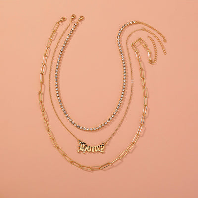 Monogram pendants, multi-layer necklaces,