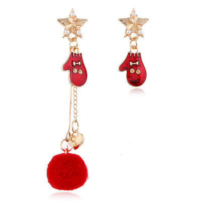 Female Asymmetrical Hair Ball Earrings Earrings Earrings